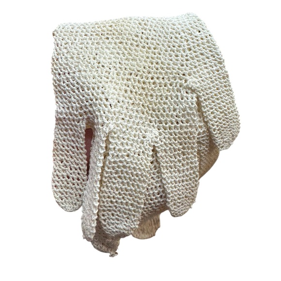 Antique Cream Crochet Lace Gloves Handmade Art Deco Victorian - Picture 7 of 7